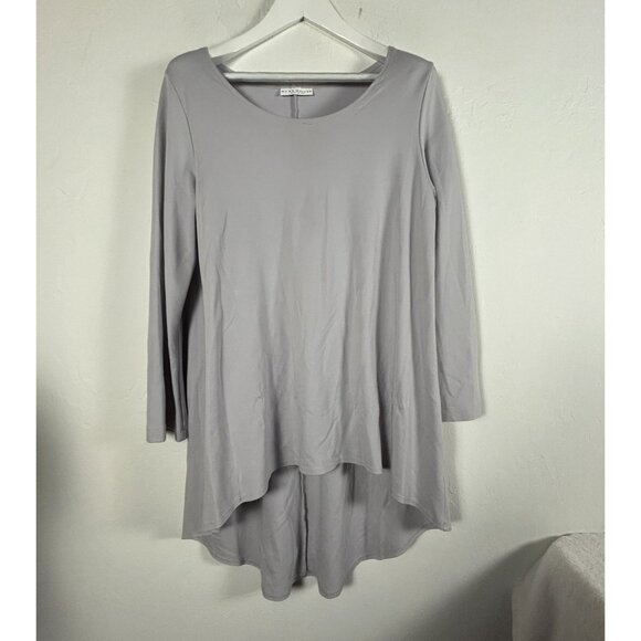 Bryn Walker Womens Light Gray Long Sleeve High-Low Tunic Top Medium Stretch - Picture 1 of 9